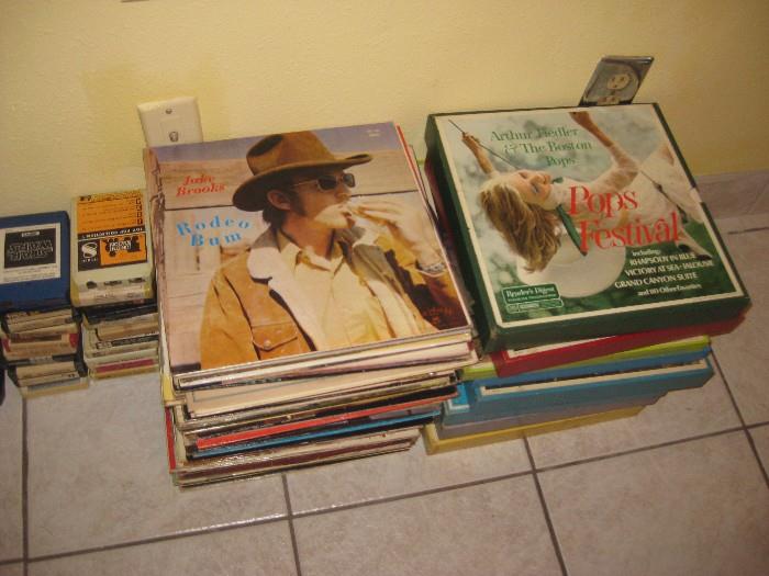Vintage LP's, 8 track tapes and cd's
