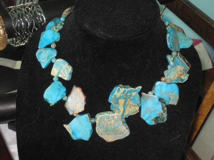 Large chunks of slice turquoise, necklace