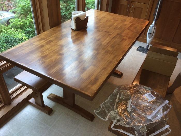Wood kitchen set table and benches