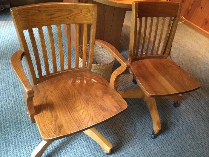 Two wood office chairs