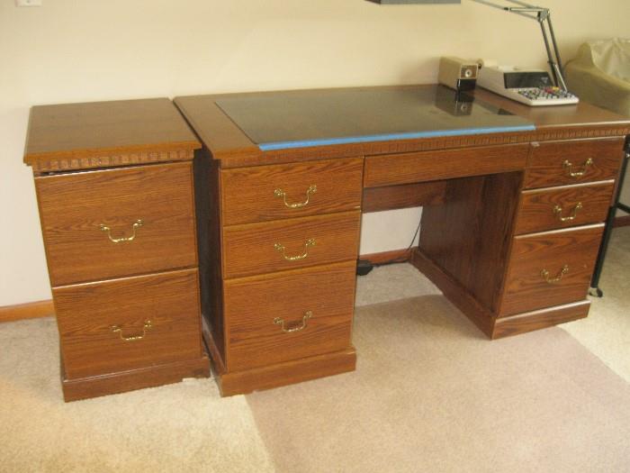 desk with filing cabinet