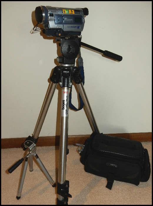 Digital 8 Sony camcorder and Bogen Professional tripod