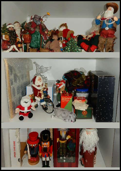 Holiday items including nutcrackers and cowboy Santa