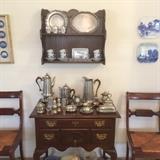 Kirk Stieff Colonial Williamsburg pewter.  German pewter. Antique low boy.