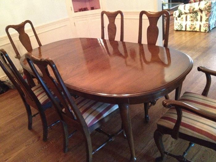 ETHAN ALLEN Dining Room Table/6 Chairs & 2 Leaves