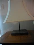 Mid Century Silk Shade Table Lamp, Marble Base