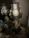 Tall Glass Globe (2) Table Lamps