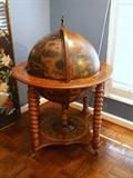 HUGE Italian globe bar, purchased in 1963 in Italy!  Florentine style with Barley twist legs.