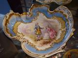 fine and rare Sevres handpainted dish with courting couple scene