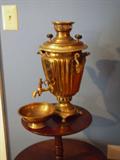 one of two large brass vintage Samovars
