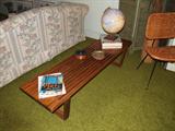 Teak Slatted Coffee Table, Globe, Italian ashtray