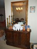 Drexel server and large gold mirror