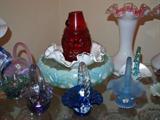 some of the many pieces of Fenton Glassware, most of which were very limited or special edition pieces.