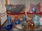 some of the many pieces of Fenton Glassware, most of which were very limited or special edition pieces.