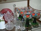 perfume bottles and German goblets