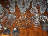 more Fostoria American and sterling silver candleholders