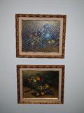 pair vintage Italian original oil paintings