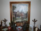 large country villa original oil painting