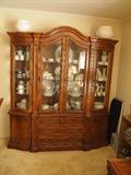 HUGE Drexel Grand Villa china cabinet, all three sections are lit