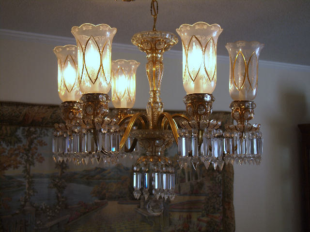 Bohemian (possibly Moser) chandelier