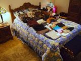 Heritage bed with Sleep Number mattress, covered in purses (many new)