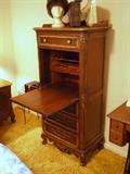 Heritage dropfront secretary, vintage hats and purses
