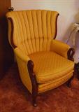 upholstered vintage barrel back swan arm chair