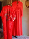 hot red vintage dress and robe with dragon