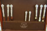 Vintage set of Gorham CHANTILLY sterling silver flatware in original Gorham/Pacific wooden case.