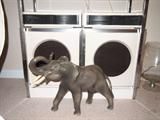 Lloyd speakers plus large vintage elephant (probably Hagen Renaker)