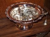 huge silverplate punchbowl with cups and ladle, just in time for the holidays!!
