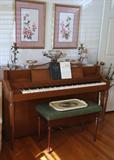 nice vintage piano, and decorative pieces