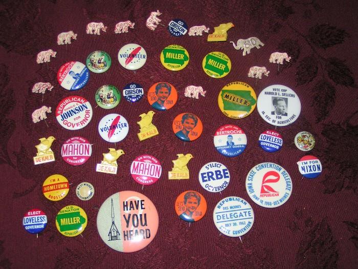 Political pins vintage