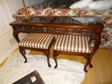 Lineage Console Table with 2 Benches measures 54"W X 18" Deep