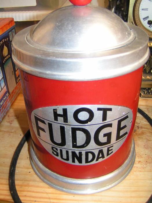 Vintage hot fudge warmer 