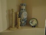 candle holders, porcelain vase, China plate