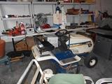 Yard Machine 7 speed 42" lawn mower, small hand tools, garden tools, etc.