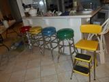 Original Mid-Century Cosco Bar stools & kitchen step stool