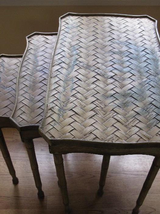 set of 3 nested tables - herringbone pattern