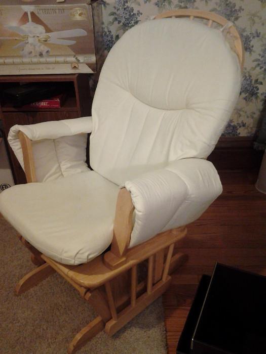 SHERMAG "HONEY" ALL WOOD GLIDER W/ CUSHIONS!  LOVELY & COMFORTABLE!!!  REDUCED!
