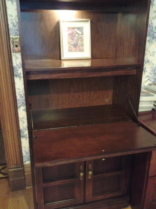 CHERRY BOOKCASE OPENS TO A DESK!  LOVELY PIECE OF USEFUL FURNITURE!!!  GREAT BUY!