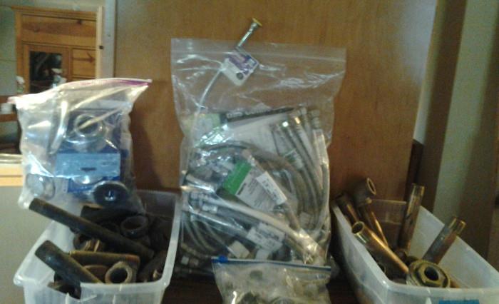 HEATING & COOLING & PLUMBING ITEMS & PIPES & MORE!!!  BOX OF PLUMBING PVC PIPES & CONNECTORS!