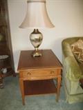 Pretty painted lamp    end table with drawer   $40