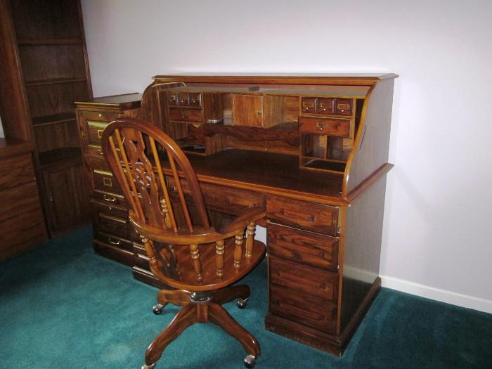 ROLL TOP DESK AND CHAIR