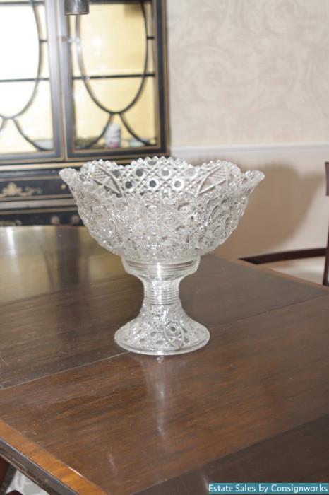 Cut glass punch bowl. Cups not shown