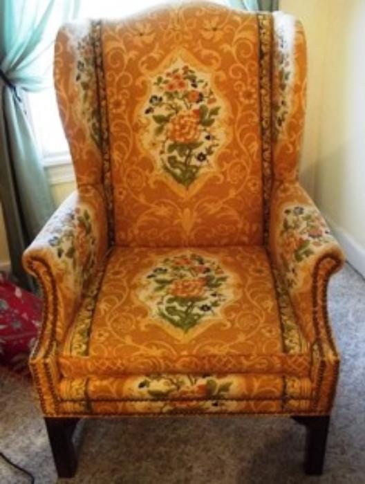 One of two Fairfield wing back chairs