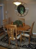 Oak dinette set, Hagopian area rug.