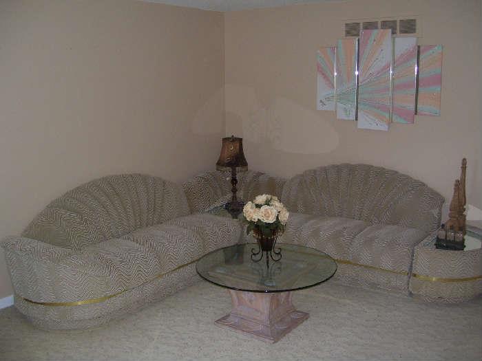 Pristine contemporary sectional couch.
