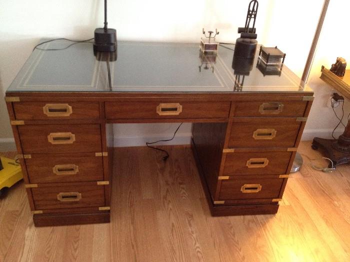 Nice Leather Top Desk with Brass pulls