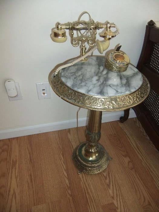 Brass & marble Telephone Table